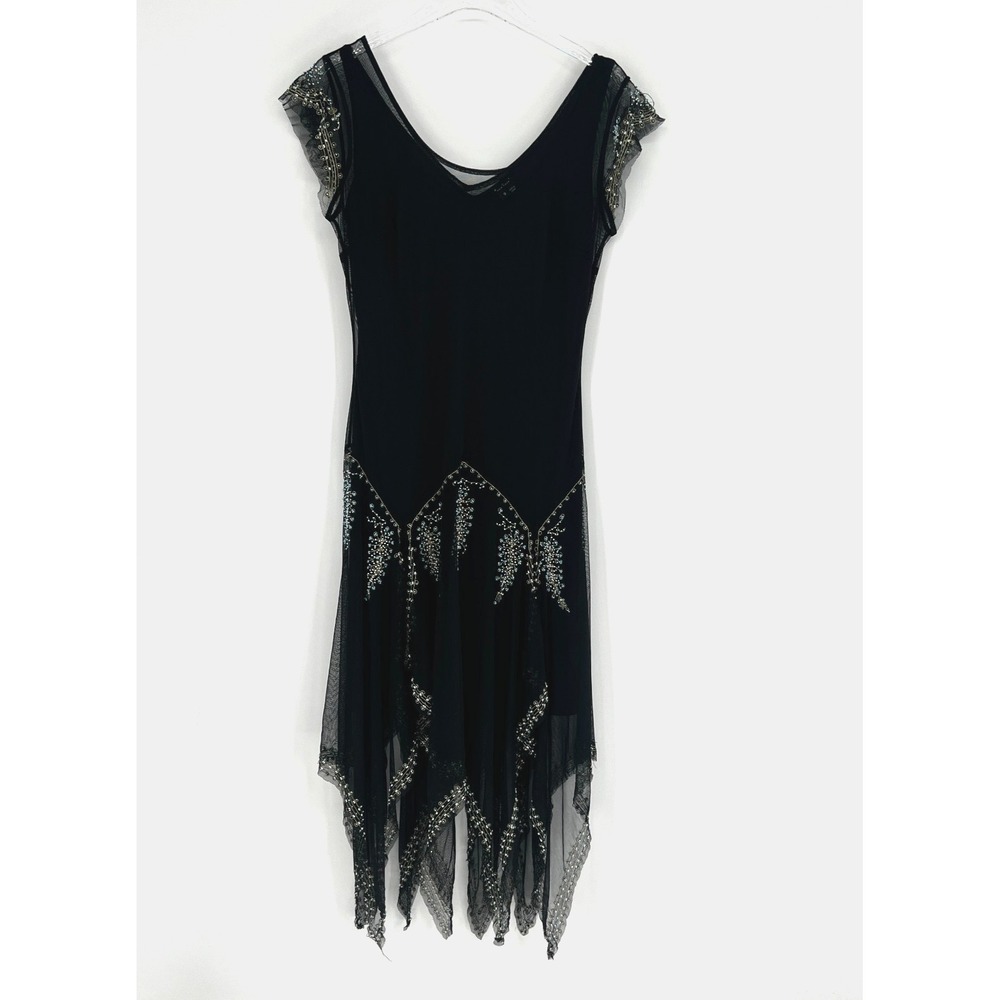 Vtg ECI New‎ York Dress Womens 8 Y2K Fairy Boho Western Country Festival Beaded